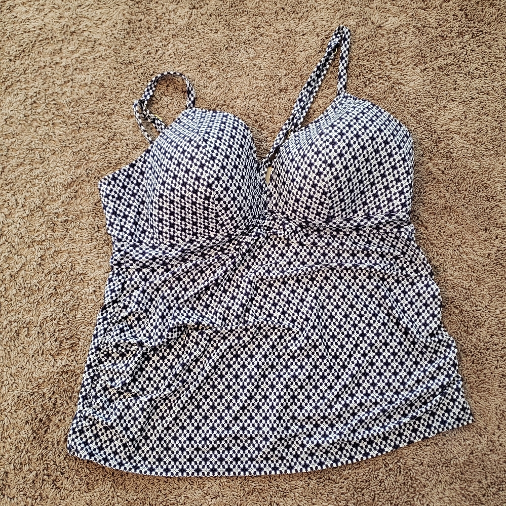 Cacique swim tankini no wire geometric white purple 28